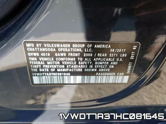1VWDT7A37HC081645 фото 2