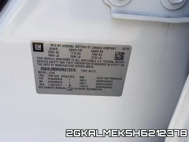 2GKALMEK5H6212378 фото 2