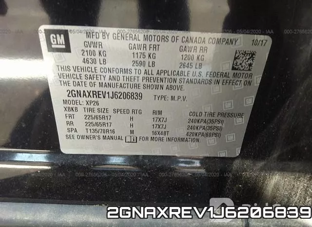 2GNAXREV1J6206839 фото 10