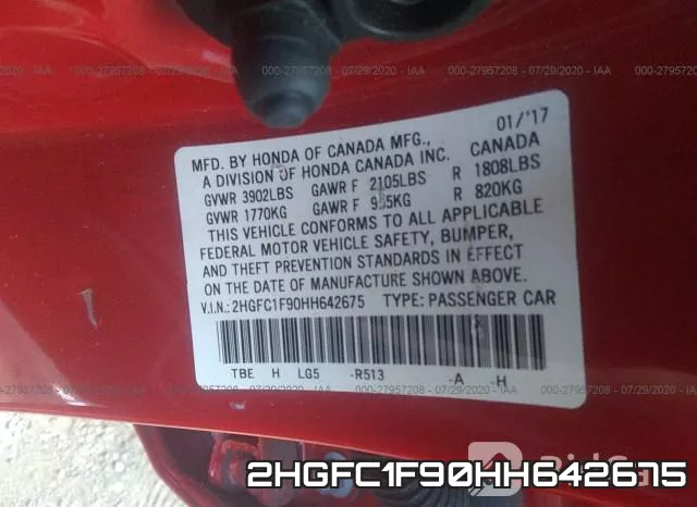 2HGFC1F90HH642675 фото 10