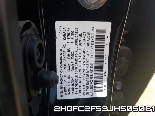 2HGFC2F53JH505061 фото 2