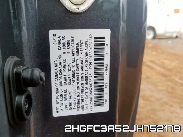 2HGFC3A52JH752178 фото 2