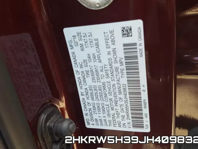 2HKRW5H39JH409832 фото 2