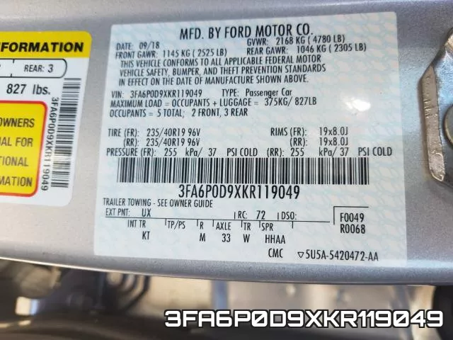 3FA6P0D9XKR119049 фото 2
