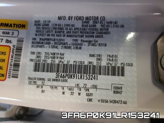 3FA6P0K91LR153241 фото 2