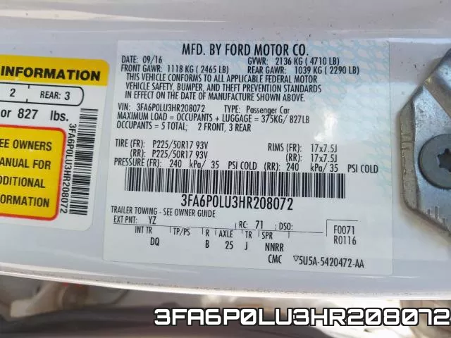3FA6P0LU3HR208072 фото 2