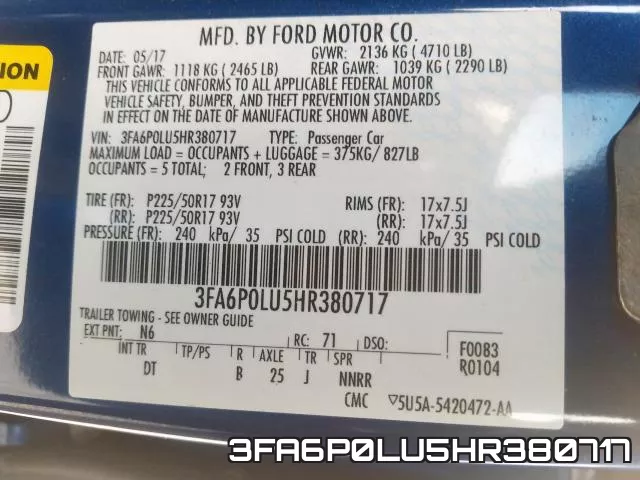 3FA6P0LU5HR380717 фото 2
