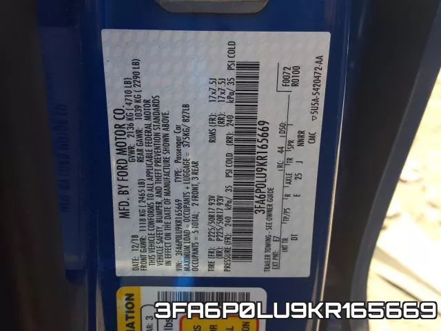3FA6P0LU9KR165669 фото 2