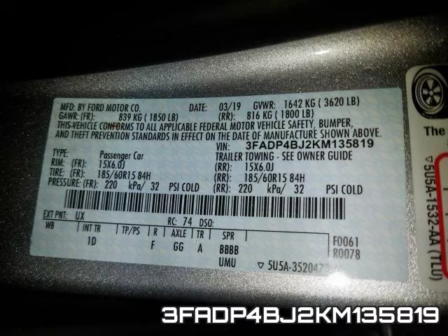 3FADP4BJ2KM135819 фото 2