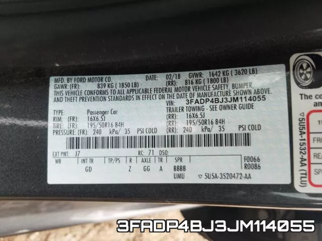 3FADP4BJ3JM114055 фото 2