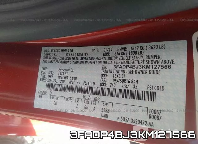 3FADP4BJ3KM127566 фото 10