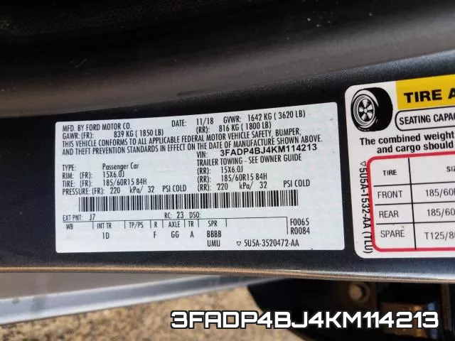 3FADP4BJ4KM114213 фото 2
