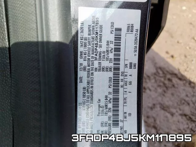 3FADP4BJ5KM117895 фото 2