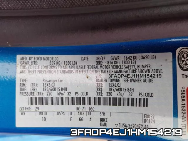 3FADP4EJ1HM154219 фото 2