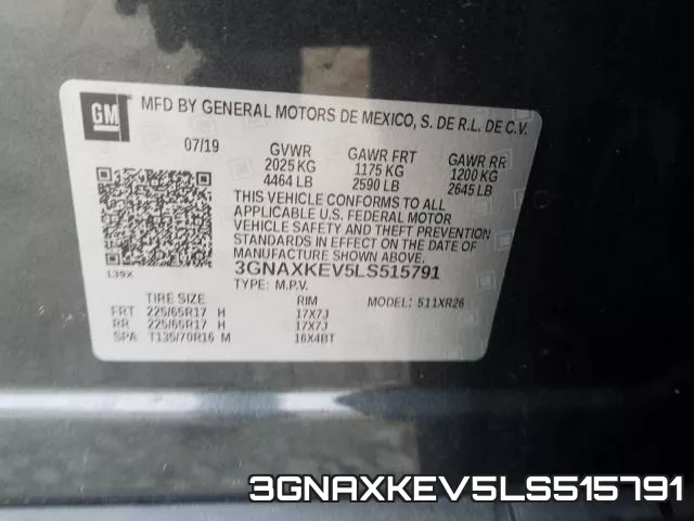 3GNAXKEV5LS515791 фото 2