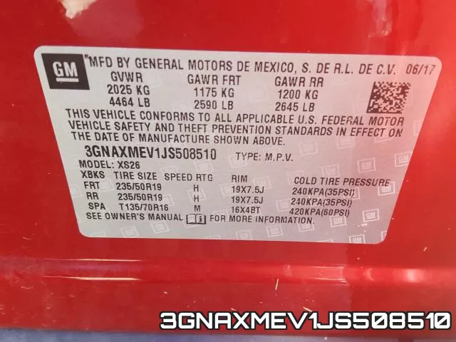 3GNAXMEV1JS508510 фото 2