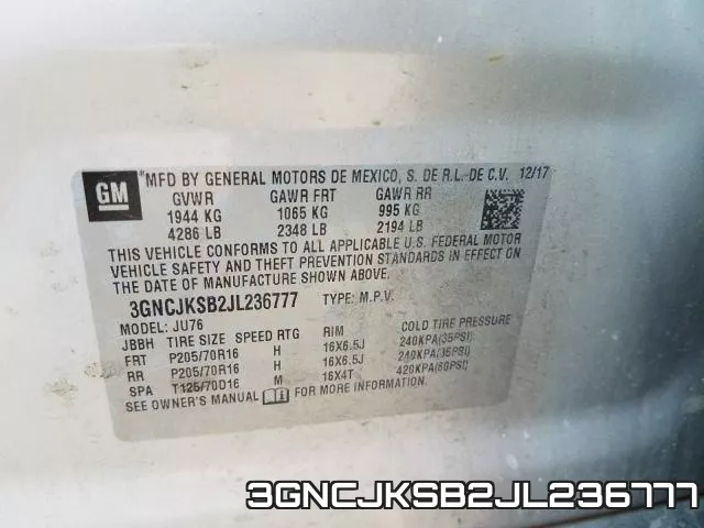 3GNCJKSB2JL236777 фото 2