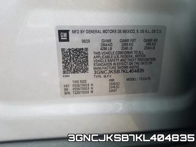 3GNCJKSB7KL404835 фото 2