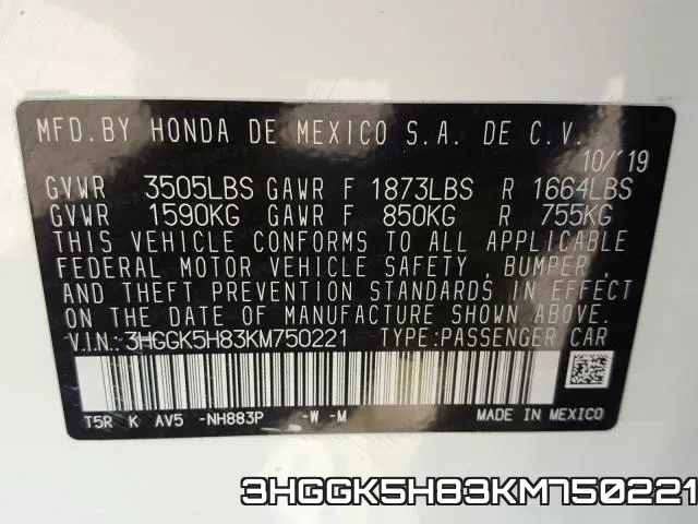 3HGGK5H83KM750221 фото 2