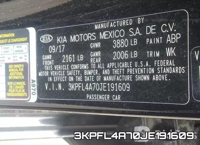 3KPFL4A70JE191609 фото 10