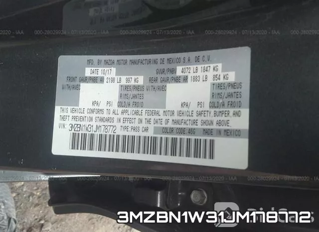 3MZBN1W31JM178772 фото 10