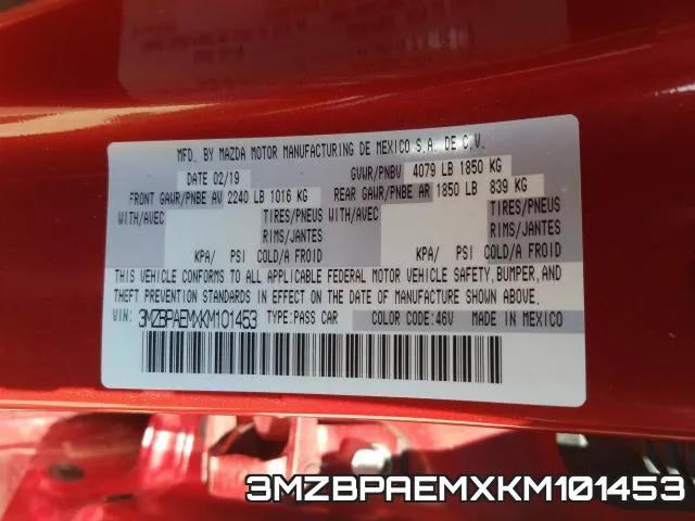 3MZBPAEMXKM101453 фото 2