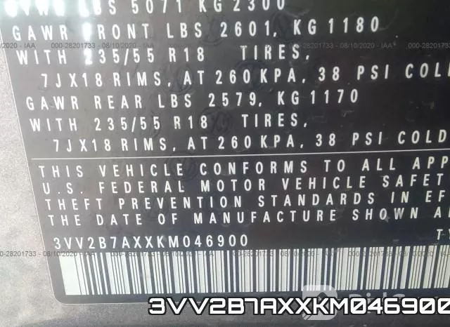 3VV2B7AXXKM046900 фото 10