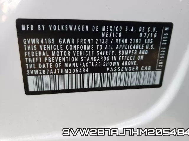 3VW2B7AJ7HM205484 фото 2