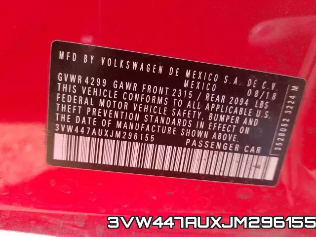 3VW447AUXJM296155 фото 2