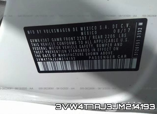 3VW4T7AJ3JM214193 фото 10