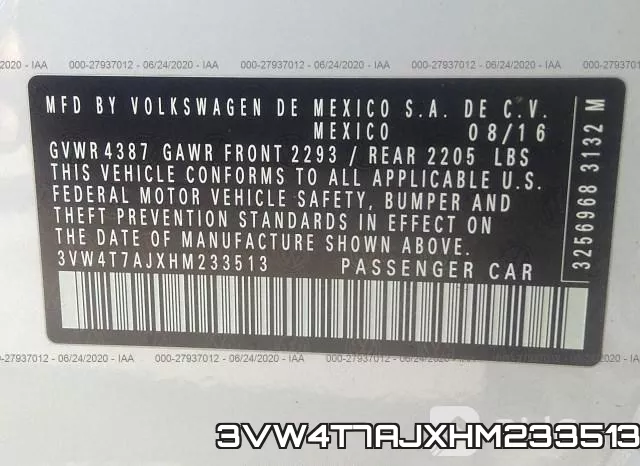3VW4T7AJXHM233513 фото 10