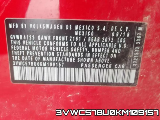 3VWC57BU0KM109157 фото 2