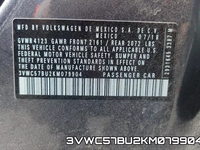 3VWC57BU2KM079904 фото 2