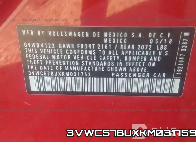 3VWC57BUXKM031759 фото 10