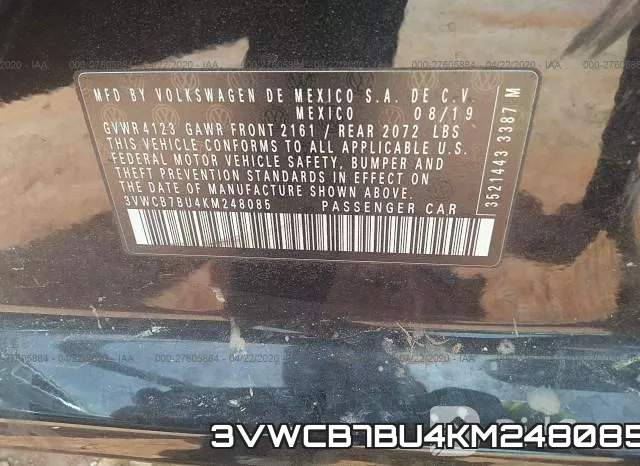 3VWCB7BU4KM248085 фото 10