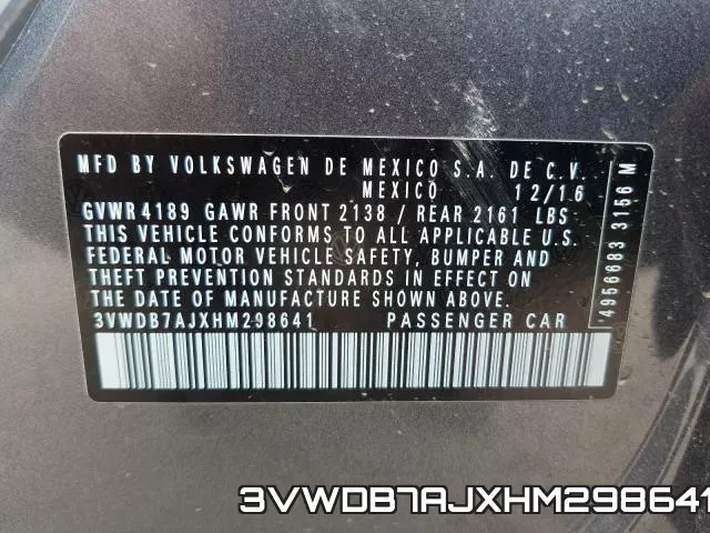 3VWDB7AJXHM298641 фото 2