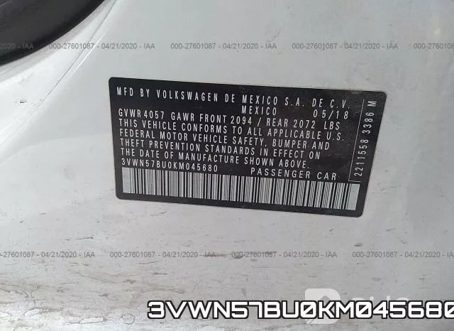 3VWN57BU0KM045680 фото 10