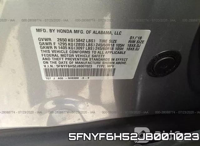 5FNYF6H52JB007023 фото 10