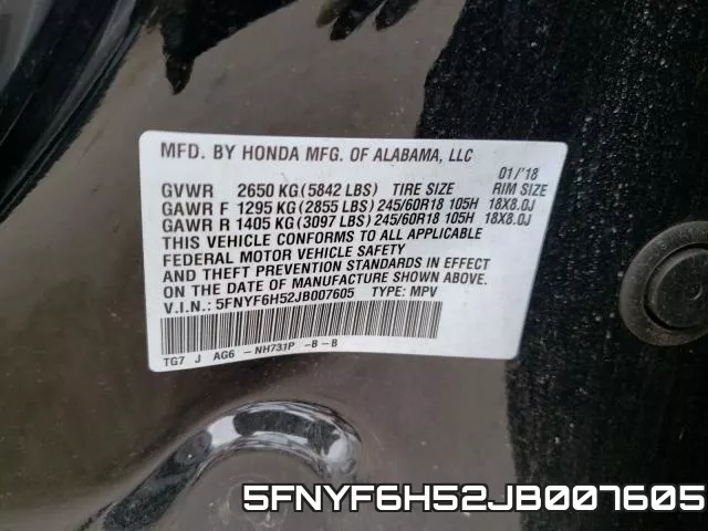 5FNYF6H52JB007605 фото 2