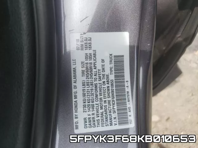 5FPYK3F68KB010653 фото 2