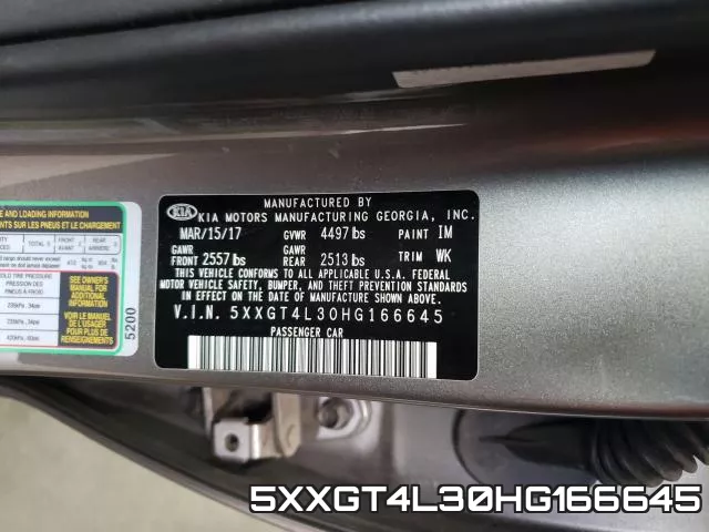 5XXGT4L30HG166645 фото 2