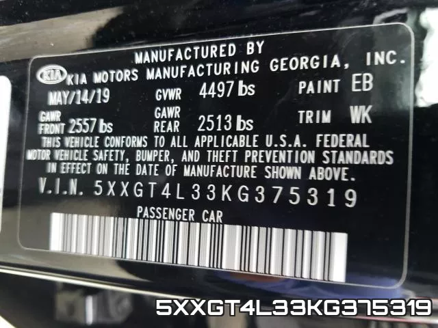 5XXGT4L33KG375319 фото 2