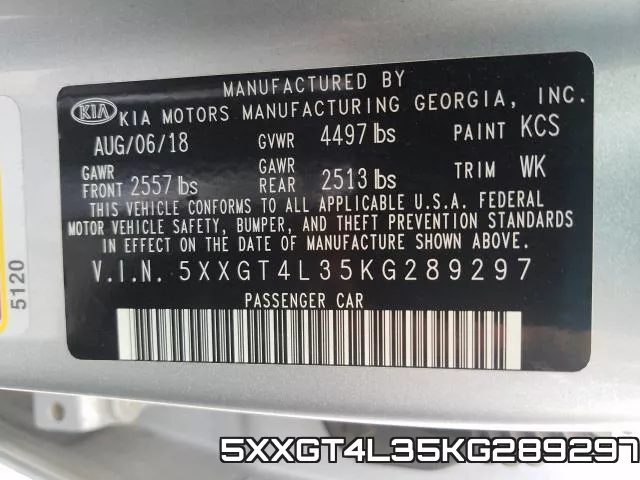 5XXGT4L35KG289297 фото 2