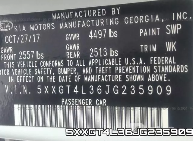 5XXGT4L36JG235909 фото 10