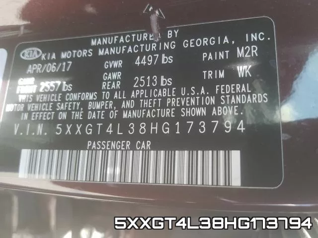 5XXGT4L38HG173794 фото 2