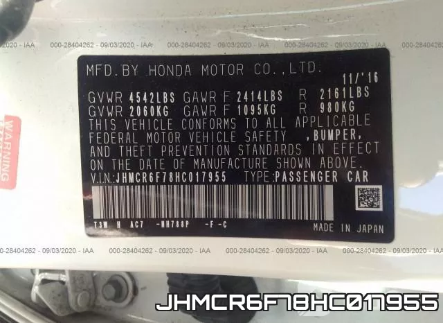 JHMCR6F78HC017955 фото 10