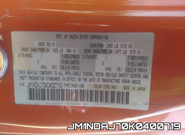 JM1NDAJ70K0400719 фото 10