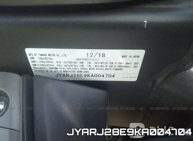 JYARJ28E9KA004704 фото 2