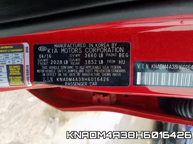 KNADM4A38H6016426 фото 2