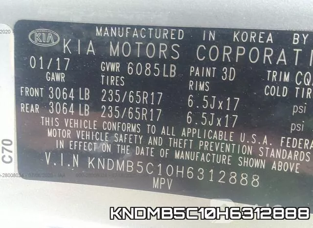 KNDMB5C10H6312888 фото 10